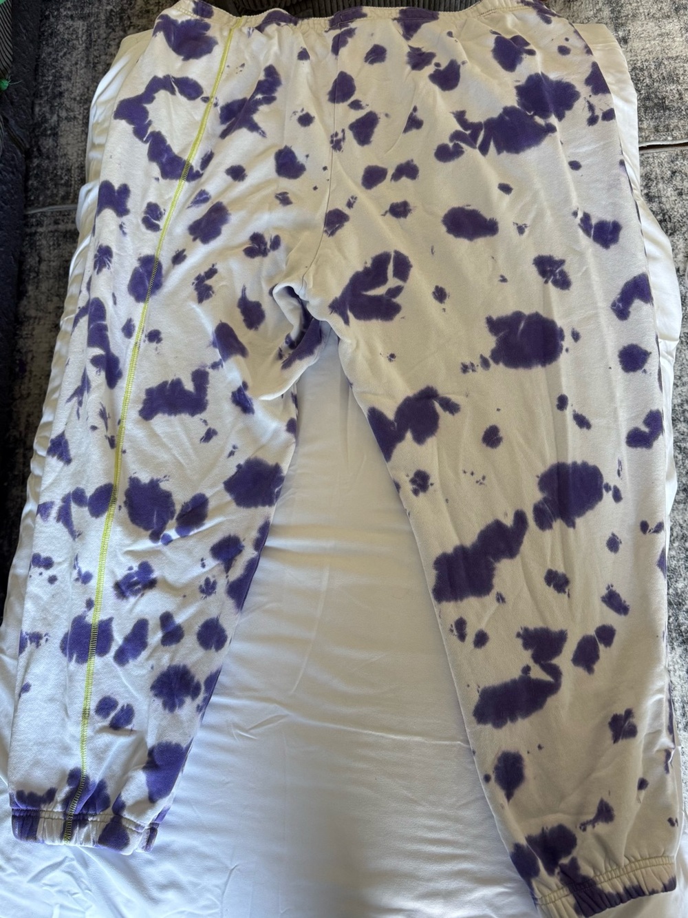 Nike White Sweatpants with Purple Tie-Dye Accents
